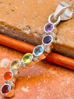 Sterling silver pendant - CHAKRA MIXED GEMSTONES - Dreams Collection