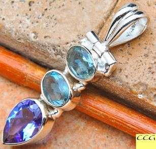 Sterling silver pendant - ALEXANDRITE & BLUE TOPAZ - Dreams Collection