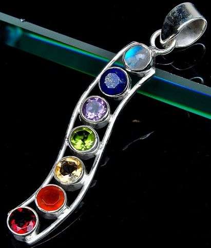 Sterling silver pendant - CHAKRA MIXED GEMSTONES - Dreams Collection