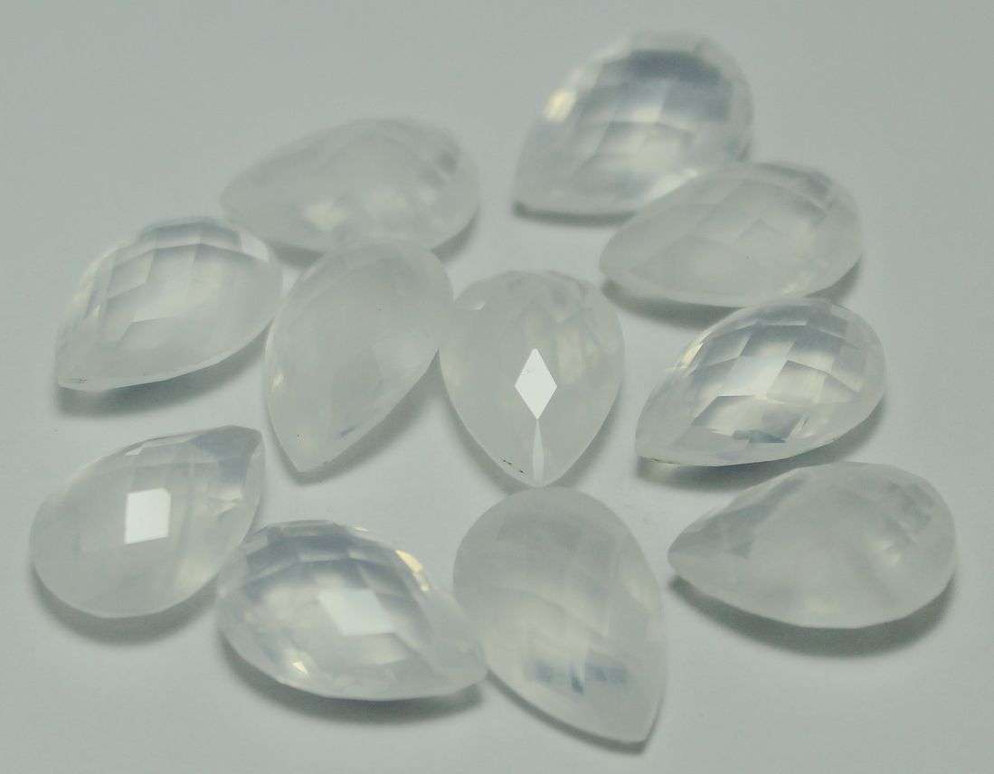 100% Natural MOONSTONE 15mm x 10mm checkerboard pear facets (Sri Lanka) - sold INDIVIDUALLY