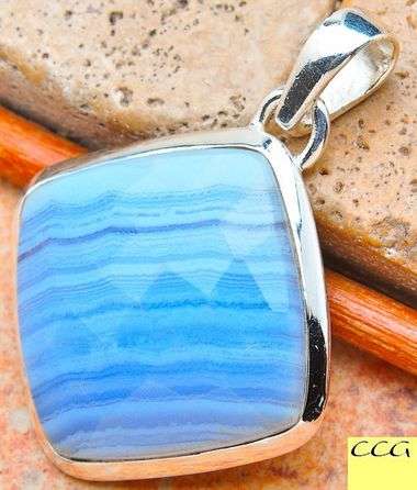 Sterling silver pendant - BLUE LACE AGATE - Dreams Collection