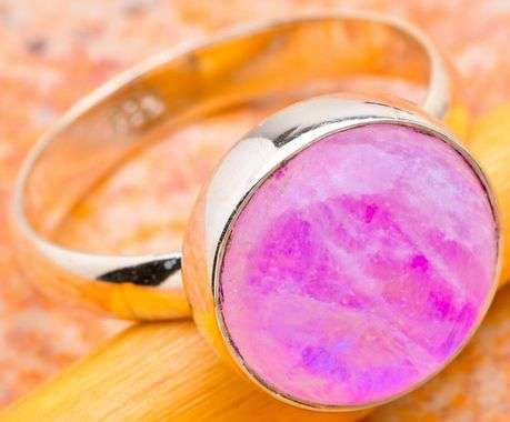 Sterling silver ring - PINK RAINBOW MOONSTONE - Dreams Collection (size 10.75 / U half to V half)