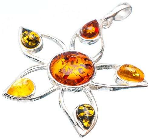 Sterling silver pendant - BALTIC AMBER - Dreams Collection
