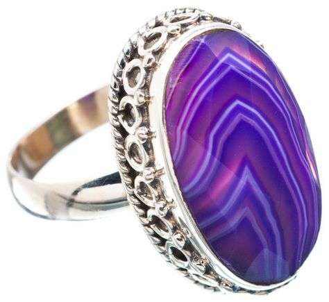 Sterling silver ring - BOTSWANA AGATE - Dreams Collection (size 7.75 / P to Q)