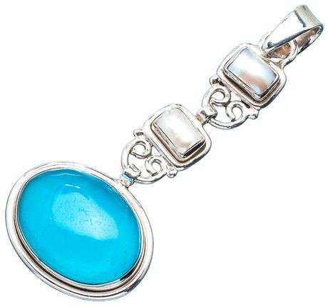 Sterling silver pendant - CHALCEDONY & PEARL - Dreams Collection
