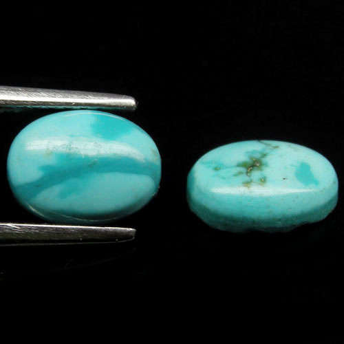 100% Natural TURQUOISE oval cabochons (Tibet) - matching pair