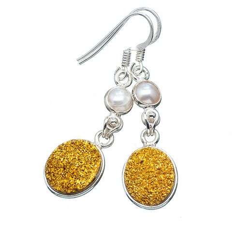 Sterling silver earrings - GOLDEN DRUZY & PEARL - Dreams Collection