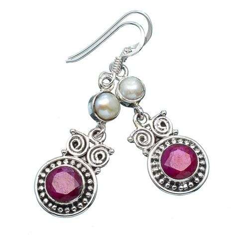 Sterling silver earrings - RUBY & PEARL - Dreams Collection