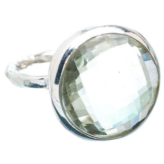 Sterling silver ring - PRASIOLITE - Dreams Collection (size 7.75 / P to Q)