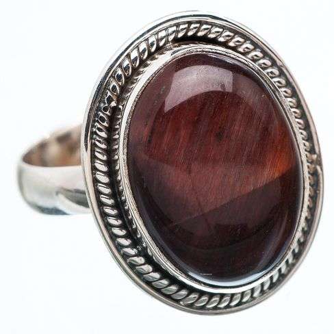Sterling silver ring - RED TIGERS EYE - Dreams Collection (size 7.75 / P to Q)
