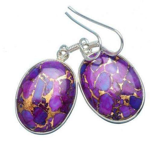 Sterling silver earrings - PURPLE COPPER TURQUOISE - Dreams Collection