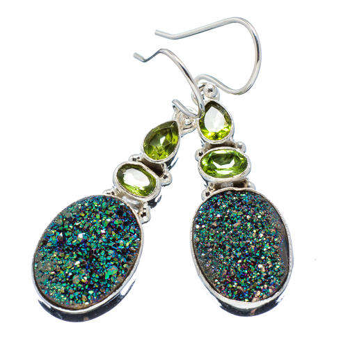 Sterling silver earrings - TITANIUM DRUZY & PERIDOT - Dreams Collection