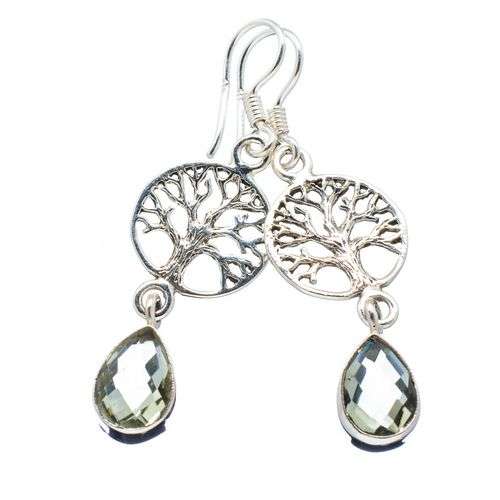 Sterling silver earrings - PRASIOLITE TREE OF LIFE - Dreams Collection