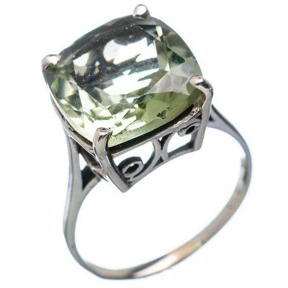 Sterling silver ring - PRASIOLITE - Dreams Collection (size 10.5 / U half)