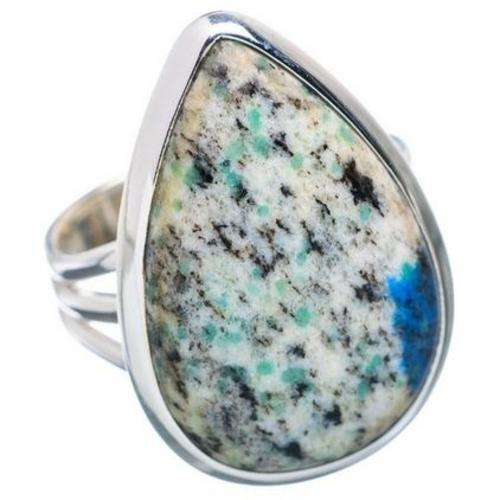 Sterling silver ring - K2 AZURITE IN GRANITE - Dreams Collection (size 9 / R half)