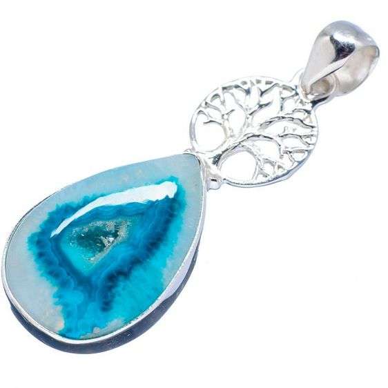 Sterling silver pendant - BOTSWANA AGATE TREE OF LIFE - Dreams Collection