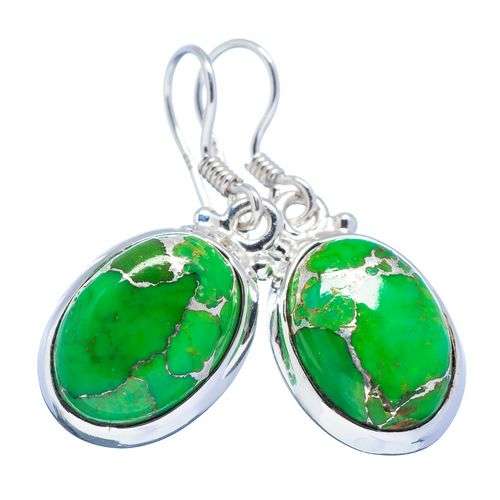 Sterling silver earrings - GREEN COPPER TURQUOISE - Dreams Collection
