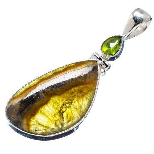 Sterling silver pendant - GREEN ONYX (BANDED) & PERIDOT - Dreams Collection