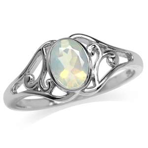 Sterling Silver ring - Natural ETHIOPIAN OPAL (size 7 / O)