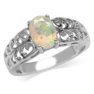 Sterling Silver ring - Natural ETHIOPIAN OPAL (size 9 / R half)