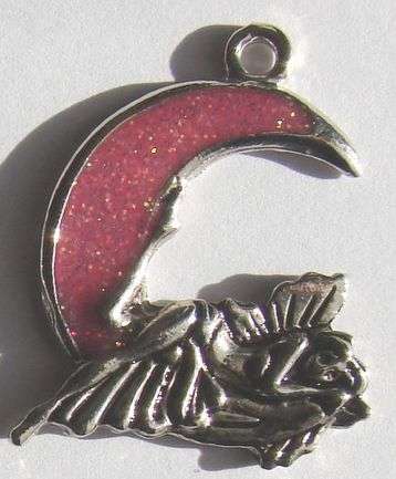 PENDANT - Metal / nickel Fairy Moon dirty pink - sold individually