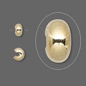 5mm x 3mm Gold Plated CRIMP COVER beads - sold per pack of 6