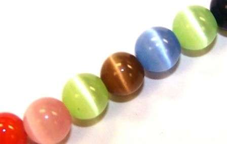 6mm Multicoloured CATS EYE round beads (5 pcs)