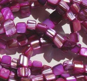 CERISE PINK natural shell nuggets - sold per strand