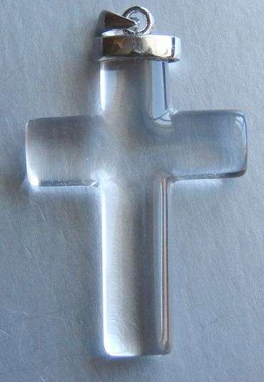 Natural CLEAR CRYSTAL QUARTZ CROSS set in Sterling Silver