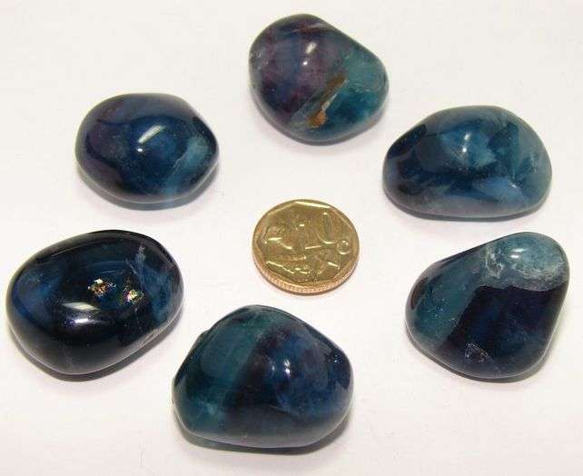 Natural BLUE GREEN FLUORITE (rare) tumbles