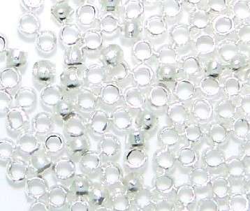2mm silver-plated round CRIMP beads - sold per pack of 1000