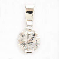 Diamond white brilliant cut 7mm Created DIAMOND round facet set in Sterling Silver (pendant)