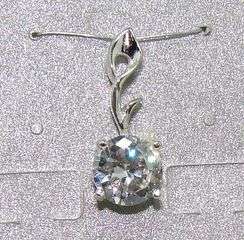 Diamond white brilliant cut 7.5mm Created DIAMOND round facet set in Sterling Silver (pendant)