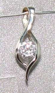 Diamond white brilliant cut CZ round facet set in Sterling Silver (pendant)