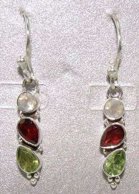 Natural MOONSTONE, PERIDOT & GARNET set in Sterling Silver