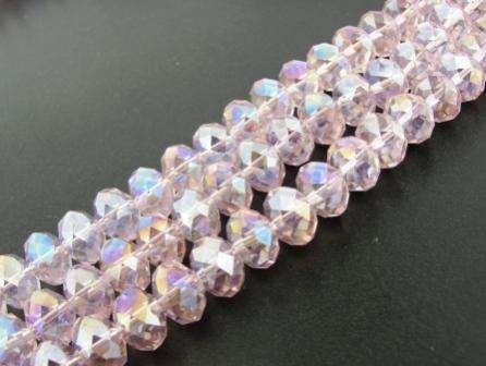6mm x 4mm LIGHT ROSE PINK AB fire polished AAA crystal facetted rondelle spacers