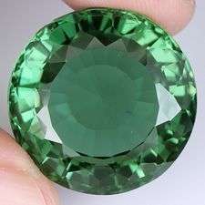 HUGE! 31.19 cts / 21mm Natural PRASIOLITE / GREEN AMETHYST round cut facet (Africa)