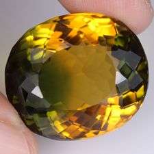 Huge! 30.68 cts Natural Bi-colour CITRINE oval facet (Brazil)
