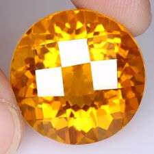Big beauty! 33.05 cts / 20mm Natural GOLDEN CITRINE checkerboard round facet (Brazil)