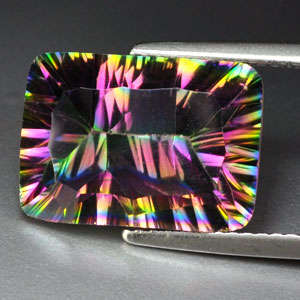 7.40 cts Natural RAINBOW MYSTIC TOPAZ  concave octagon facet (Brazil)