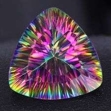 Gorgeous! 6.11 cts 12mm Natural RAINBOW MYSTIC TOPAZ concave trillion facet (Brazil)