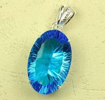 Natural BLUE TOPAZ set in Sterling Silver (pendant)