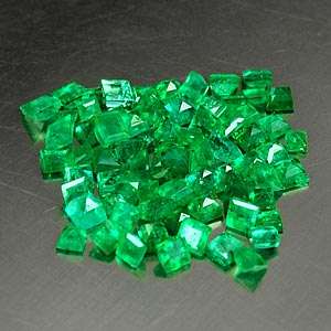 Natural EMERALD 1.2mm - 1.7mm square princess facets (Columbia) - 72 pieces available