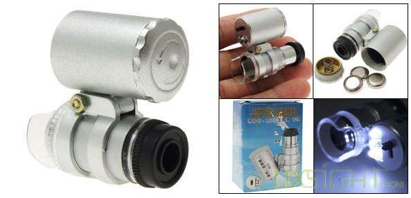 LED Loupe / Microscope 60x magnification (white and UV light)