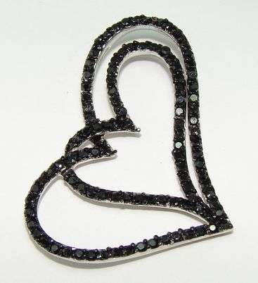 Sterling silver pendant - CREATED BLACK DIAMONDS