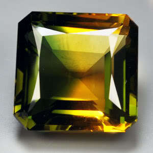 Good looking gem! 25.25 cts Natural BI-COLOUR QUARTZ square facet (Brazil)