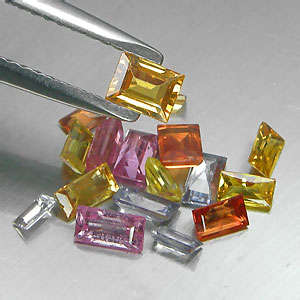 One bid gets all! 2.12 cts (14 pcs) Natural FANCY COLOURED SAPPHIRE baguette facets (Africa)