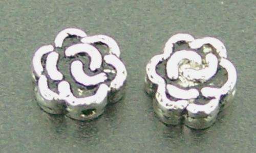 7mm Metal / nickel FLAT ROSE bead - sold individually
