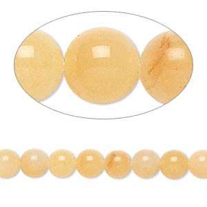 Natural YELLOW JADE 6mm round beads