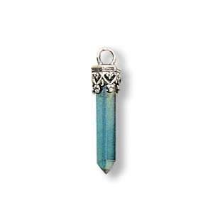 RARE!!! ** Natural AQUA AURA point in Sterling Silver (pendant)